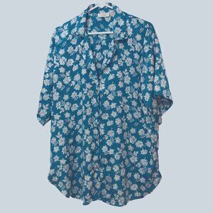 Victoria's Secret Gold Label Vtg Satin Night Shirt Size M/L Floral Faux Pearls